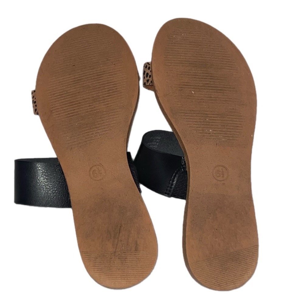 Two-Band Slide Sandals with Black and Brown Leopard Strap - Picture 4 of 4